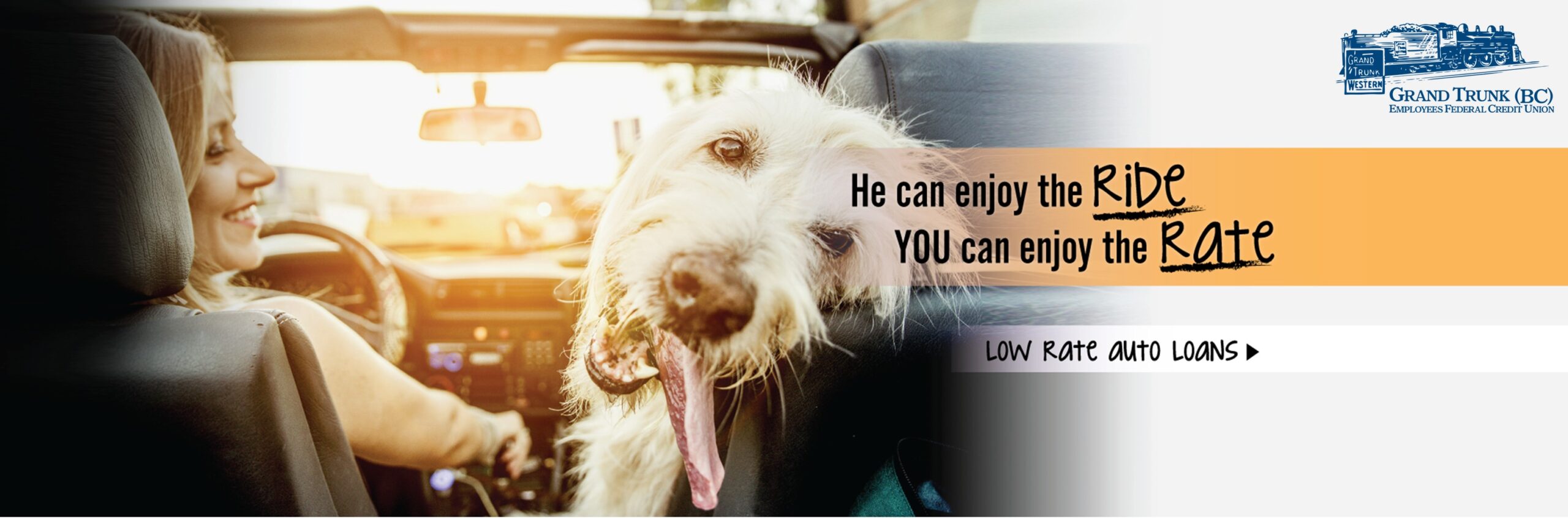 He can enjoy the ride you can enjoy the rate. Low rate auto loans. 