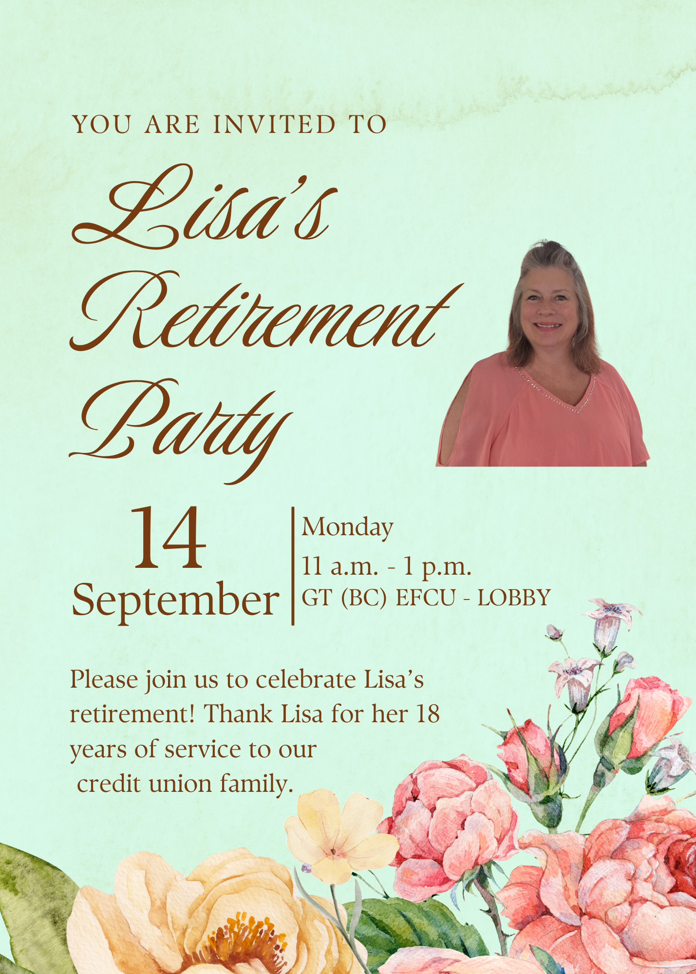 Lisa Retirement Party Flyer.